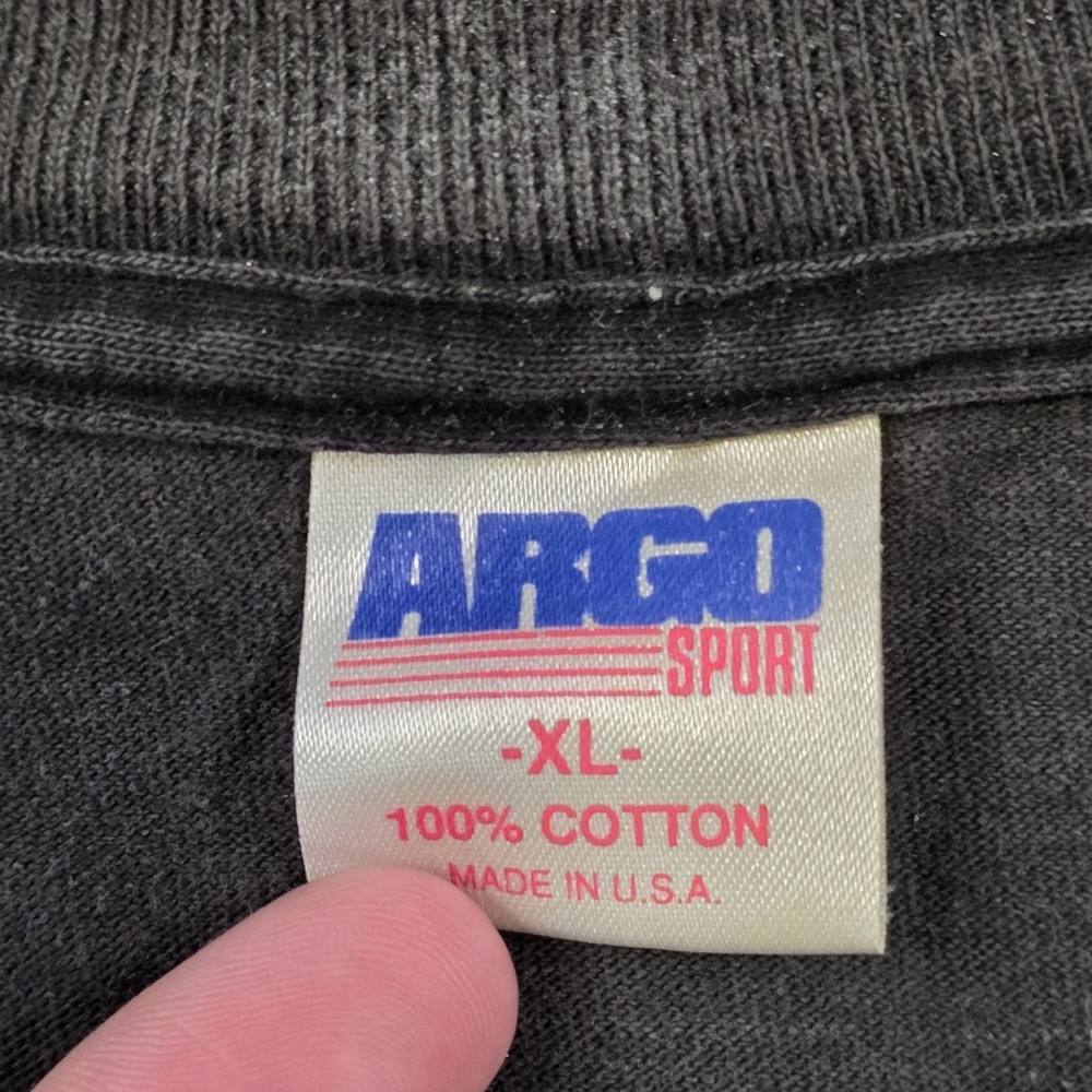 Vintage Argo Sport Shirt Mens XL Black All This And Brains‎ Too Funny Quote Tee - Picture 6 of 12